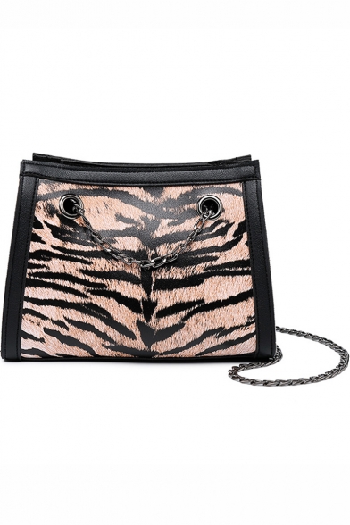 Popular Tiger Stripe Printed Crossbody Bag with Chain Strap 21*9*16 CM