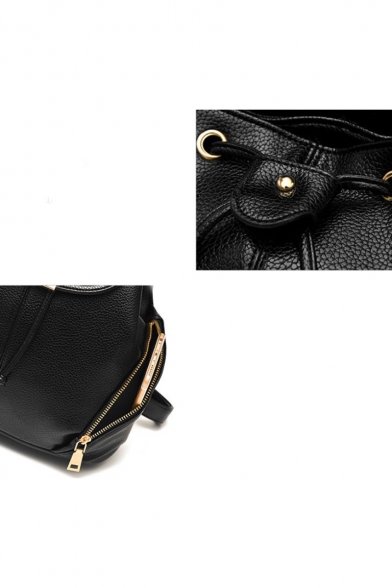 Simple Plain Double Zippers Side Multi Functions School Bag Backpack 28*16*29 CM