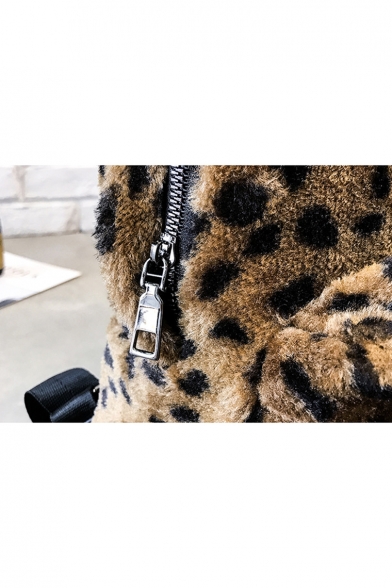Stylish Leopard Pattern Adjustable Strap Zipper Backpack 28*12*31 CM