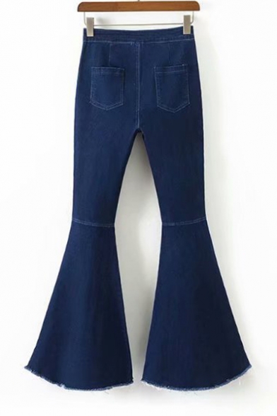 Women's Simple Solid Color Stretch Fit Fashion Flare Jeans