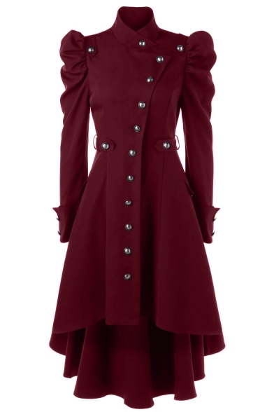 Womens Fashion Stand Collar Vintage Steampunk Long Coat Gothic Overcoat Ladies Winter Retro Jacket Outwear