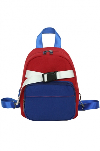Chic Color Block Buckle Decoration Mini Shoulder Bag Backpack 19*10*24 CM