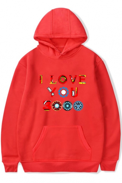 Cool Colorful Letter I Love You 3000 Times Long Sleeve Unisex Pullover Hoodie