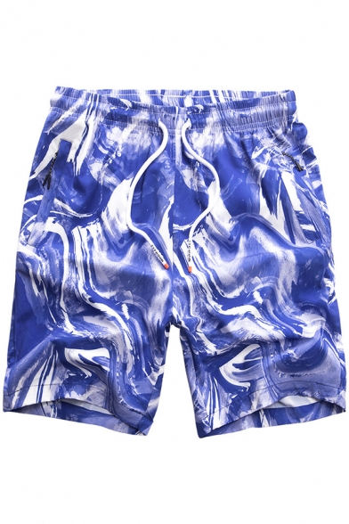 Cool Unique Tie Dye Printed Guys Drawcord Waist Beach Swimwear Swim Shorts