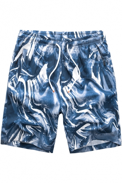 Cool Unique Tie Dye Printed Guys Drawcord Waist Beach Swimwear Swim Shorts