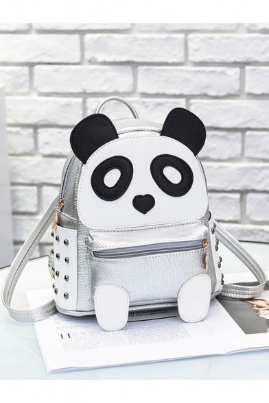 Cute Cartoon Panda Pattern Rivet Decoration Leisure Backpack 22*12*22 CM