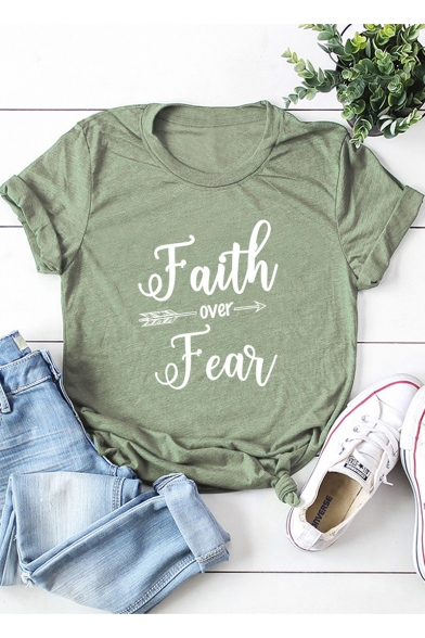 Faith Over Fear Popular Street Letter Printed Short Sleeve T-Shirt