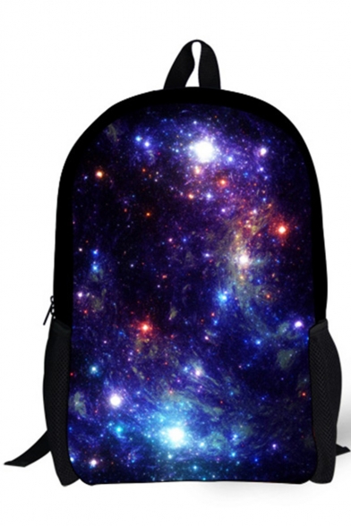Hot Fashion Creative Galaxy Printed Purple Polyester School Backpack Laptop Backpack 28*13*44 CM