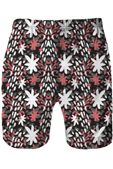 New Stylish Chic Floral Printed Men's Elastic Waist Loose Casual Swim Shorts