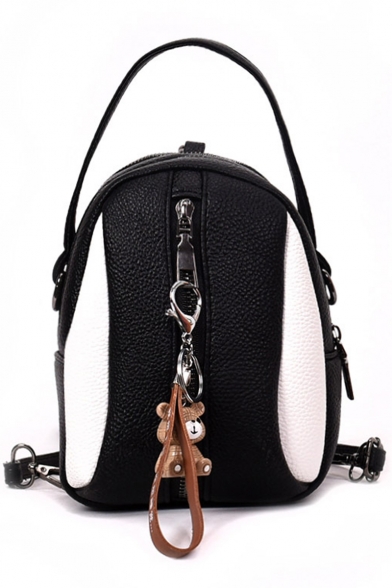 New Stylish Color Block Mini Leather Backpack Handbag 14*11*19 CM