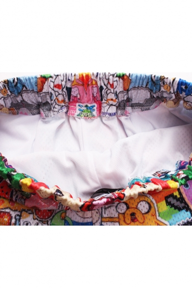 Summer New Fashion Cartoon Comic Character Printed Quick Dry Swim Shorts in Pink