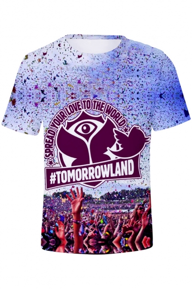TomorrowLand Music Festival Fashion 3D Print Purple Short Sleeve T-Shirt