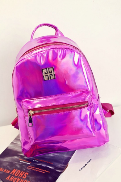 Women's New Fashion Plain PU Laser Bling Backpack 25*10*32 CM