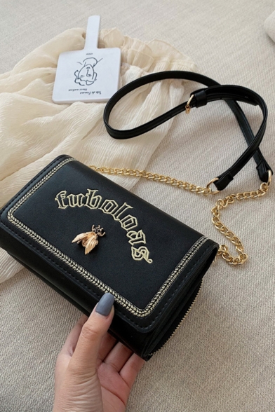 Chic Letter Embroidery Bee Decoration Square Crossbody Bag 19*5*12 CM