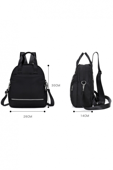 Fashion Solid Color Zipper Embellishment Water Resistant Oxford Cloth Leisure Small Crossbody Backpack 26*14*30 CM