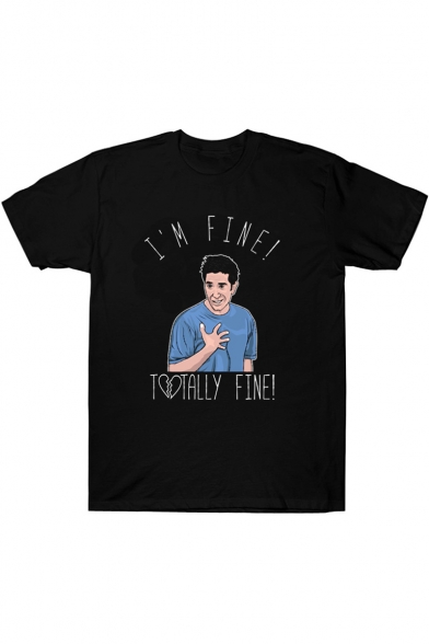 Funny Letter I'M FINE Summer Unisex Relaxed Fit Cotton Graphic Tee