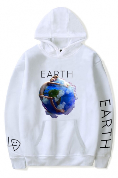 Funny Unique Earth Graphic Printed Loose Fit Pullover Unisex Hoodie