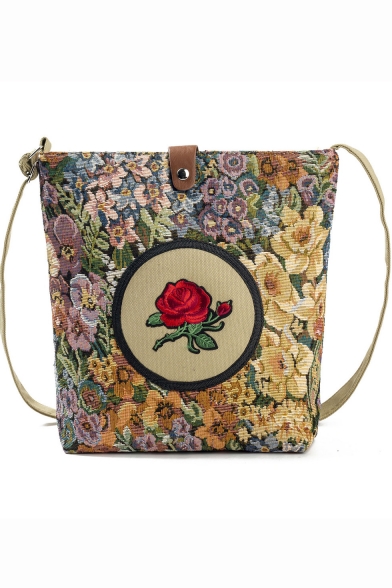 National Style Floral Embroidery Pattern Long Strap Crossbody Phone Purse 24*8*30 CM