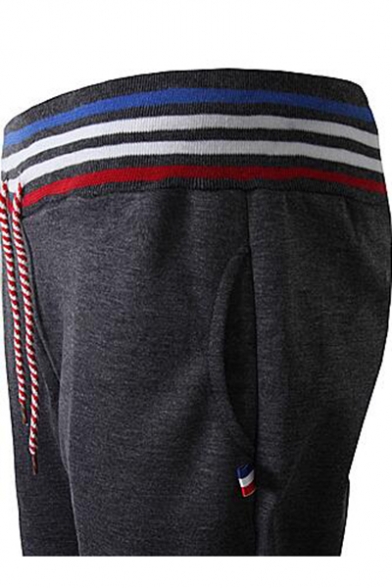 New Fashion Stripe Printed Drawstring Waist Patched Casual Sport Joggers SweatPants for Men