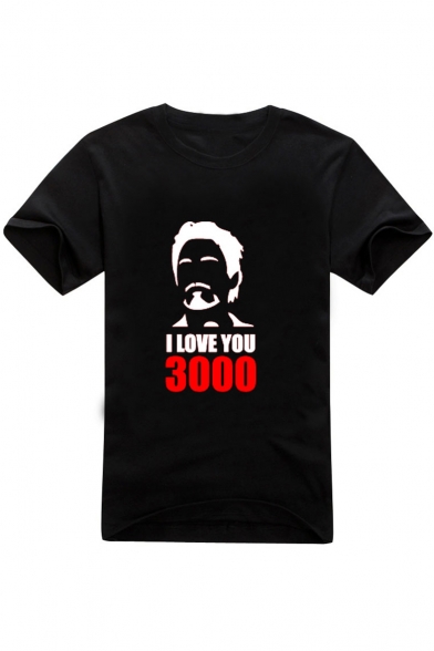 Popular Figure Letter I Love You 3000 Printed Unisex Cotton T-Shirt