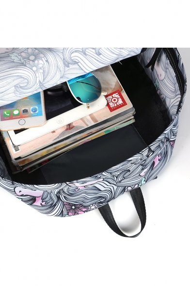 Popular Trendy Unicorn Printed Large Capacity Black School Bag Backpack 32*17*42 CM