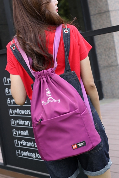 Simple Leisure Letter Printed Large Drawstring Outdoor Backpack