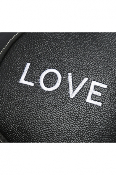 Women's Elegant Letter LOVE Embroidery Soft Leather Shoulder Bag Satchel Backpack Handbag 19*11*22 CM