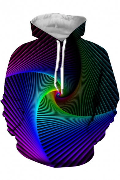Cool Ombre Whirlpool 3D Pattern Long Sleeve Pullover Sport Loose Hoodie