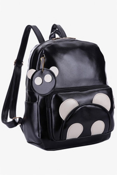 Cute Cartoon Panda Shaped Fashion PU Leather Backpack for Girls 27*11*36 CM