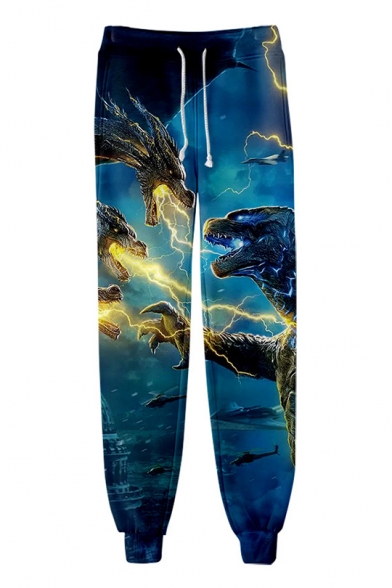 King of the Monsters 3D Printed Drawstring Waist Blue Sport Loose Sweatpants