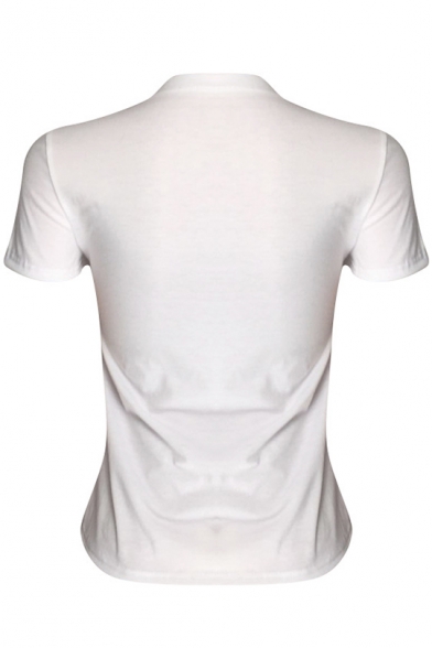 Street Fashion Cool Colorful Tiger Head White Short Sleeve T-Shirt