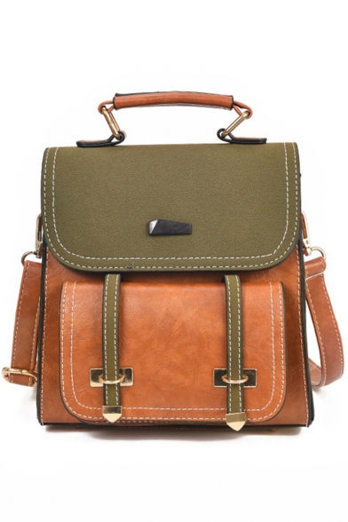 British Style Fashion Color Block Satchel Backpack 21*9*21 CM