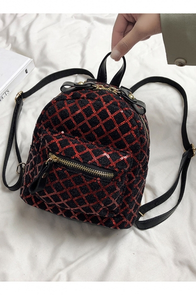 Chic Rhombic Sequined Mini Shoulder Bag Backpack 29*11*20 CM