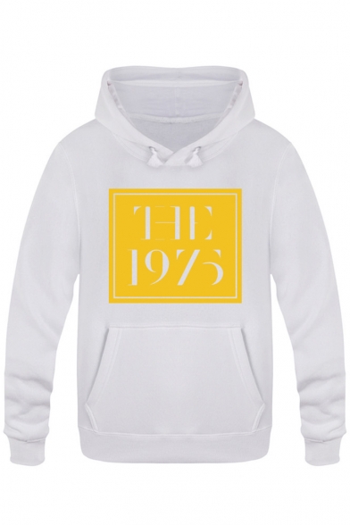 Fashion Rock Style Square Letter THE 1975 Printed Long Sleeve Fitted Hoodie