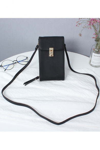 Fashion Solid Color Hasp Long Strap Cell Phone Crossbody Bag 18.5*3.5*11 CM