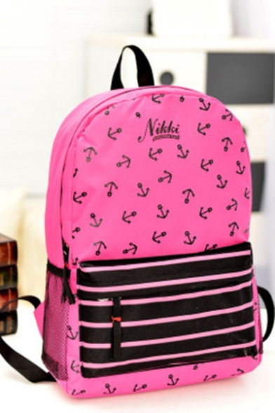 Fashion Striped Letter Printed School Backpack