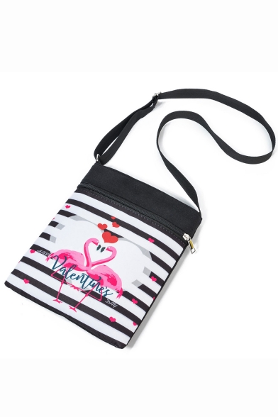 Hot Fashion Unicorn Stripe Letter Heart Painted Black and White Canvas Shoulder Messenger Bag 22.5*27 CM