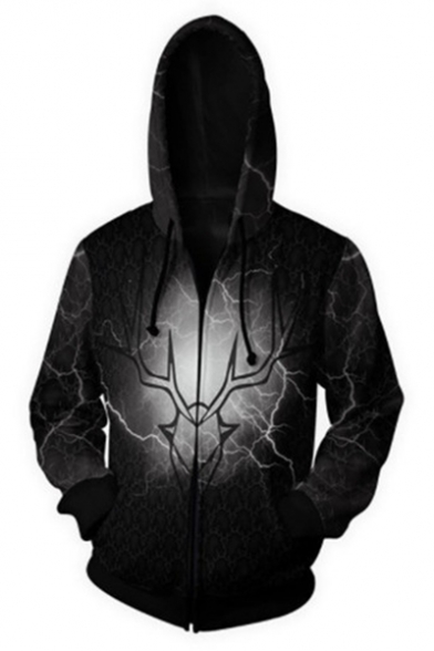 House Baratheon of Storm's End Deer Badge 3D Printed Long Sleeve Zip Up Black Hoodie