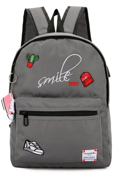 Lovely Cartoon Letter Printed Large Capacity Schoolbag Backpack with USB Charging 25*15*40 CM
