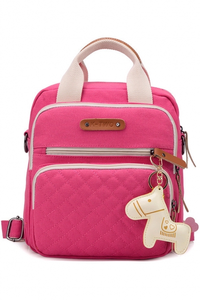 Multi-functional Canvas Rose Red Diaper Bags Mommy Backpack Satchel Backpack 25*10*26 CM