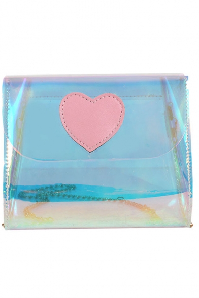 New Fashion Heart Patchwork Transparent Laser Crossbody Bag 17*4*14 CM