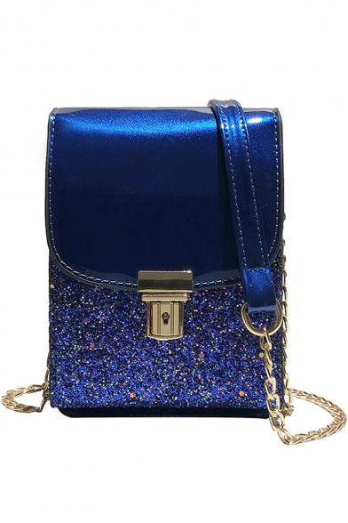 New Fashion Solid Color Sequined Hasp Cross Shoulder Purse 13*5*18 CM