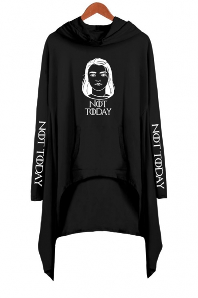 

New Popular Figure Letter NOT TODAY Printed Long Sleeve Casual Loose Asymmetrical Dress, Black;dark navy;pink;white;gray, LM521578