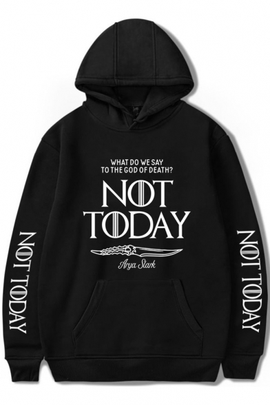 New Popular Letter NOT TODAY Printed Long Sleeve Loose Sport Hoodie