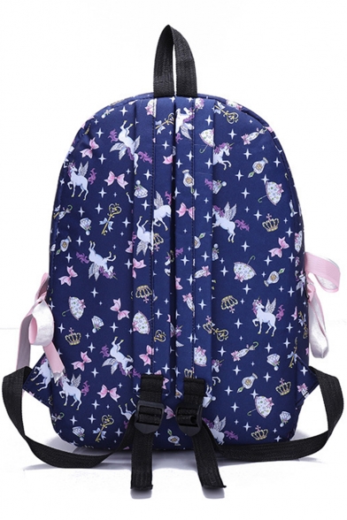 Popular Unicorn Printed Bow Tie Side School Bag Backpack 28*12*40 CM