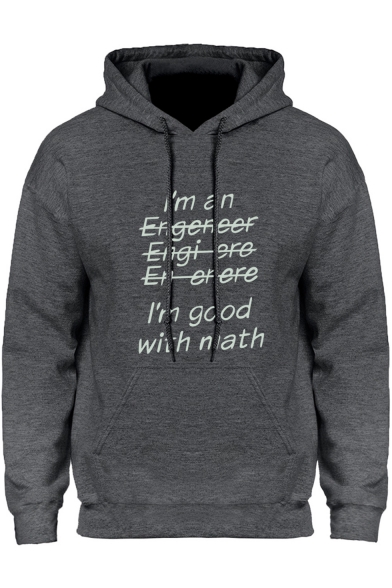 Funny Unique Letter I'M GOOD WITH MATH Print Mens Long Sleeve Fitted Hoodie