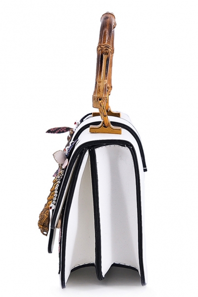 Hot Fashion Dragonfly Floral Pattern Sequin Rhinestone Metal Embellishment Stripe Strap PU Satchel Shoulder Bag 20*8*15 CM
