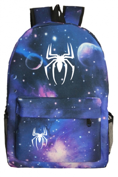 Hot Fashion Spider Galaxy Planet Printed Navy Sports Bag School Backpack with Zipper 31*14*45 CM