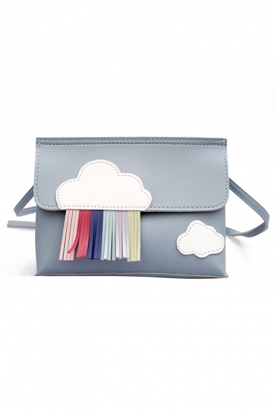 Lovely Cloud Pattern Colored Tassel Embellishment Crossbody Phone Wallet 20*6*14 CM