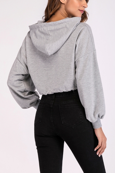 cropped hoodie with drawstring waist